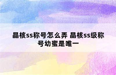 晶核ss称号怎么弄 晶核ss级称号幼蜜是唯一